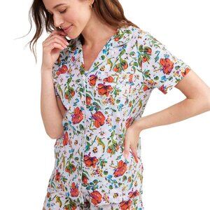 NWT Vera Bradley Set With Button-up Shirt and Shorts Sea Air Floral Blue 2XL